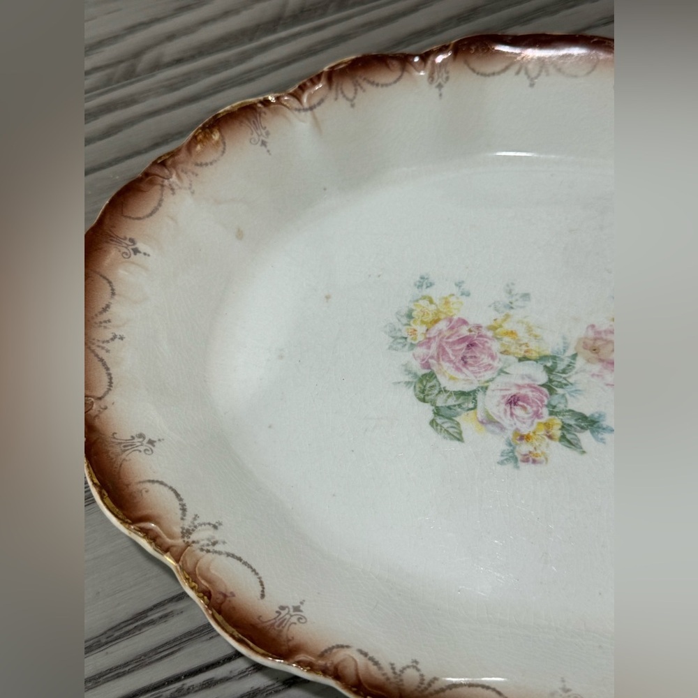 Antique Victorian Floral Oblong Porcelain Platter Stamped “Small Meat Platter 7” - Picture 3 of 7